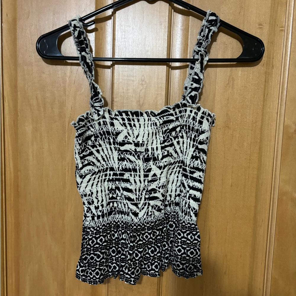 Black and White Tank Crop Top. Size XS